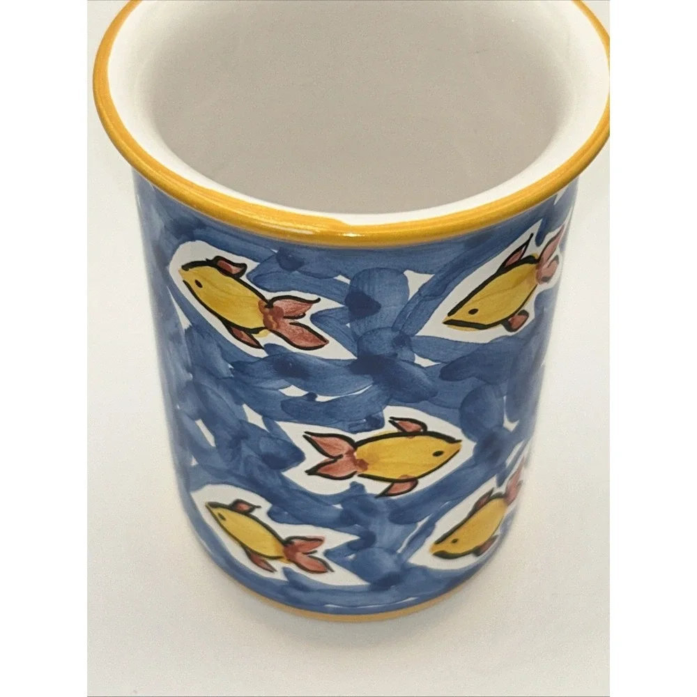 Rare‎ Vintage Donacer Portugal Hand painted Swimming Fish Cup  #453